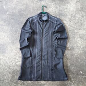 Yest Long Coat Jacket Womens 10 Gray Lightweight Retro Y2K Long Sleeve Full Zip